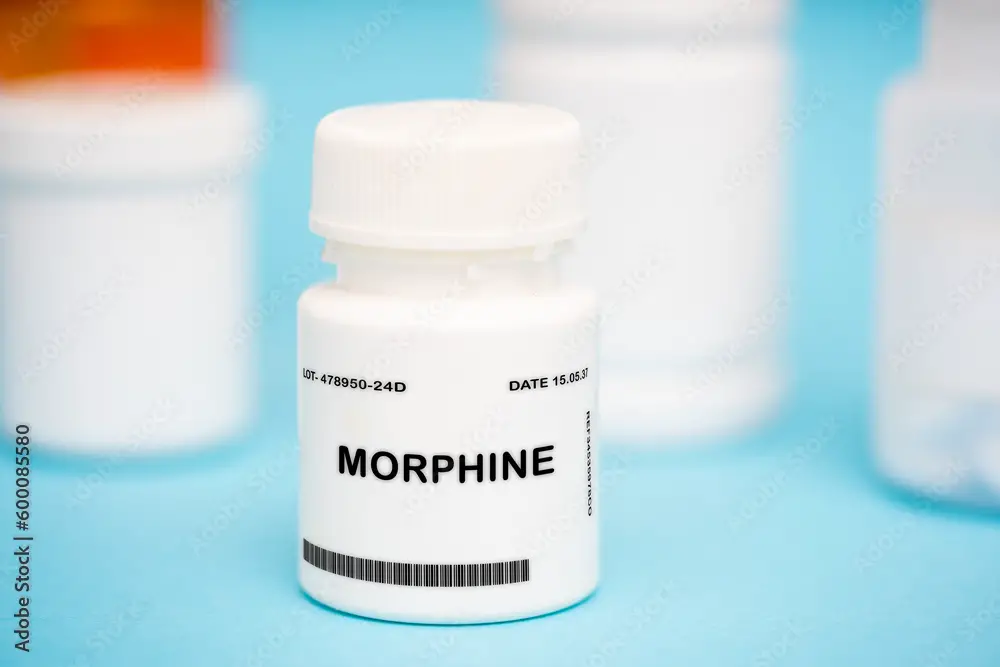 Morphine medication In plastic vial